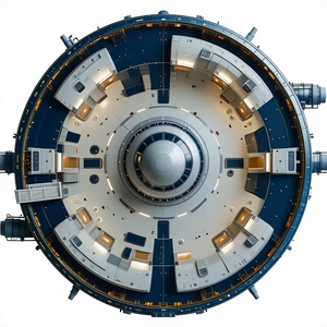 The Image Is A 3d Model Of A Space Station, Showcasing The Interior Of The Spacecraft