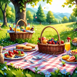 Lifestyle Technical Illustration: Summer Picnic During Winter With Image, There