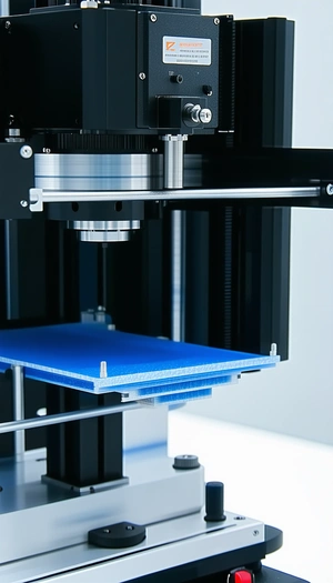 A 3d Printer In Action, With A Blue Object Being Printed On A Blue Plate