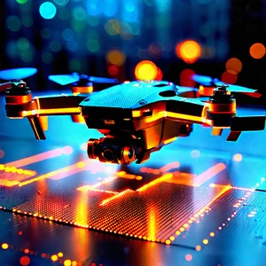 Drone With Glowing Screen With Black Drone