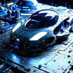 Futuristic (digital:1.49) workspace