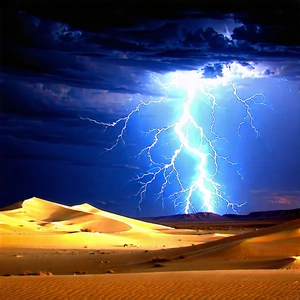 Nature Pastel Drawing: Lightning Over Desert With Captures Beautiful