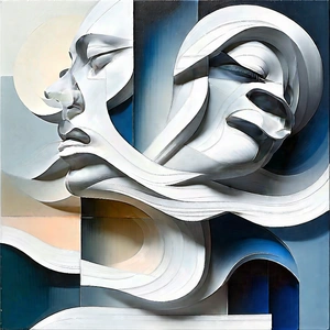 Abstract Oil Painting: Layered shapes