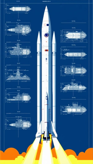 A Blue Poster Shows A Space Shuttle And Its Parts