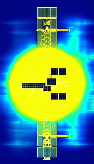 A Yellow Sun With A Solar Panel On It