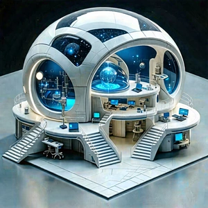 Futuristic Research Laboratory With Image, There