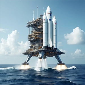 A Large Space Shuttle Docked At A Space Station