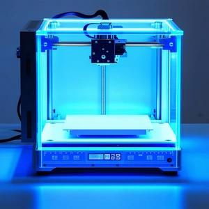Tech Etching: 3d Printer With Blue Light Glow With Blue Printer