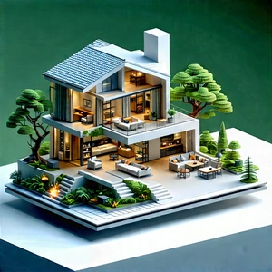 Smart Home (device:1.17) With (digital:1.24) Artwork With Three-story House