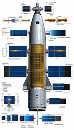 The Image Is A Detailed Drawing Of A Space Shuttle, Showing Its Various Components And Systems