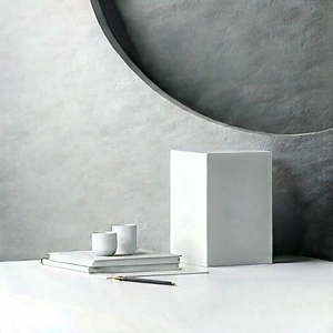 Abstract Lithograph: Minimalist Study With Tonal Variation With White Table
