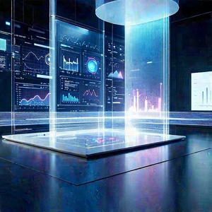 (futuristic:1.15) Tech Startup Office With Image, There