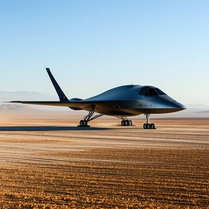 Tech Matte Painting: Aerospace Technology In Field Deployment With Large, Sleek,