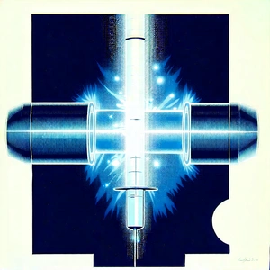 Tech Linocut Print: Innovative Medical Technology Design With Blue White