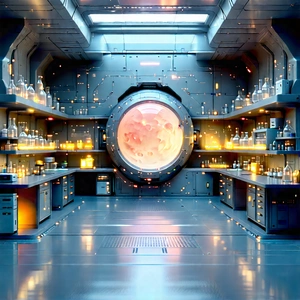 Futuristic Research Laboratory With Image, There