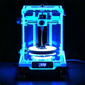 3d Printer With Neon Accents With Blue White