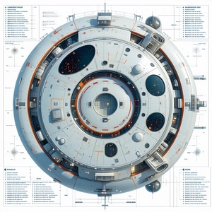 The Image Is A 3d Model Of A Space Station, Showcasing Its Interior And Exterior