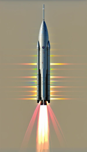 A Rocket Ship With A Long, Narrow Shape, Soaring Through The Sky