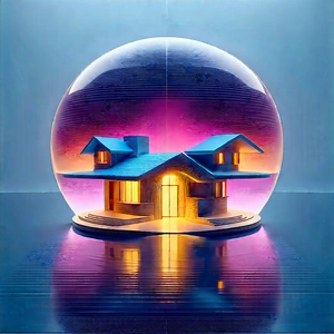 Futuristic Smart Home With House Blue