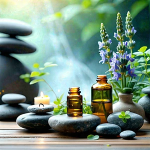 Lifestyle Landscape Photography: Wellness Scene With Aromatherapy With Image, There