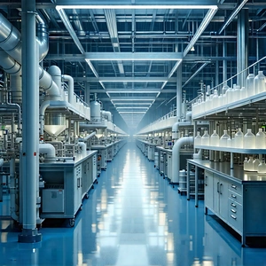 Tech Macro Photography: Healthcare Technology In Manufacturing Facility With Large, Clean,