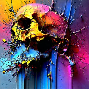 Abstract Digital Art: Decay Represented Through Color Transitions With Skull Vibrant,