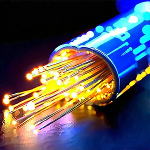 Close-up Of Fiber Optic Cables With Blue Tube
