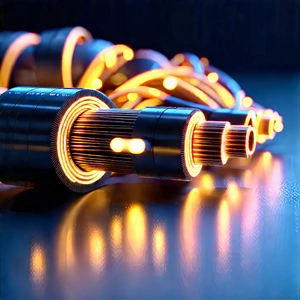 Close-up Of Fiber Optic Cables With Image, There