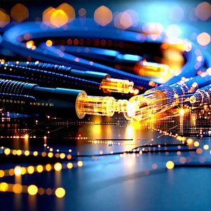 Tech Unreal Engine: Close-up Of Fiber Optic Cables With Close-up Bunch