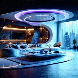Tech Professional Photography: Futuristic Smart Home With Image, There
