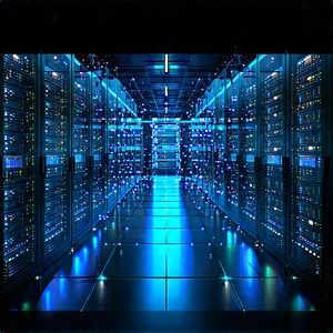 Server Rack With Digital Particles With Image, There
