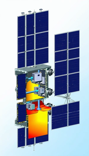 A Large, Futuristic Spacecraft With A Solar Panel On Its Side