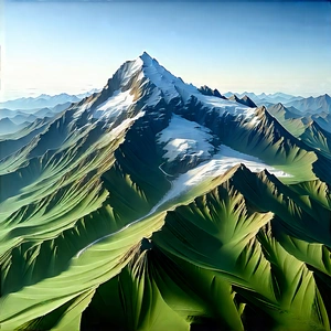 Nature Digital Illustration: Aerial View Of (mountain:1.45) Range With Large, Snow-covered