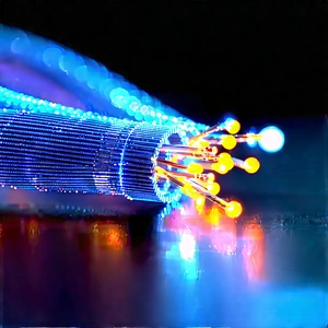 Close-up Of Fiber Optic Cables With Long, Blue,