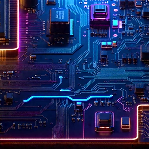 Circuit board with neon accents