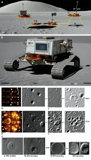The Image Is A Collage Of Various Pictures Of A Robotic Vehicle, Likely A Rover, On A Planet