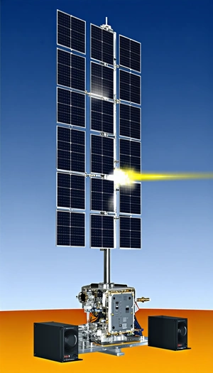 A Large Solar Panel Is Mounted On A Metal Pole