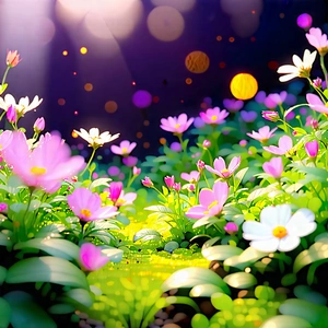 Nature Isometric Design: Wildflowers in natural setting