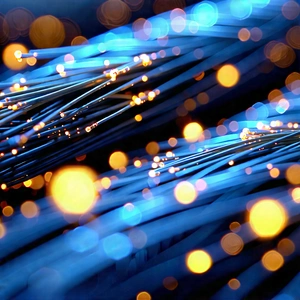 Close-up Of Fiber Optic Cables With Close-up Blue