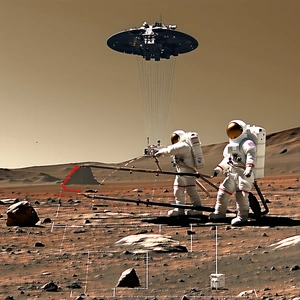 In The Image, There Are Two Astronauts Standing On The Surface Of A Planet