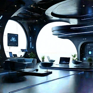 Futuristic Tech Startup Office With Image, There