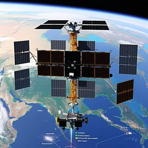 A Space Station With A Large Solar Panel On Its Side