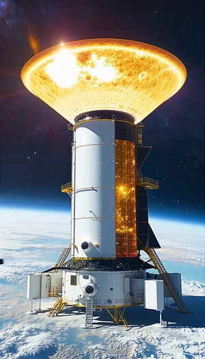A Large Spacecraft With A Dome-shaped Structure On Top