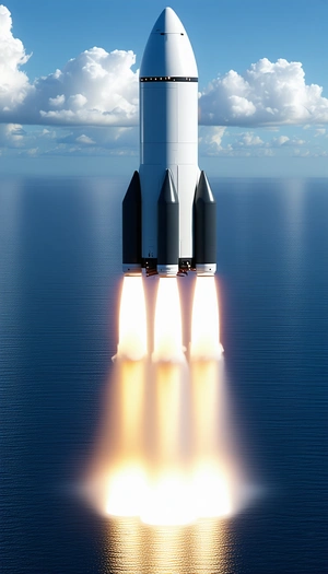 A Space Shuttle Launching Into The Sky, With Its Booster Rockets Attached