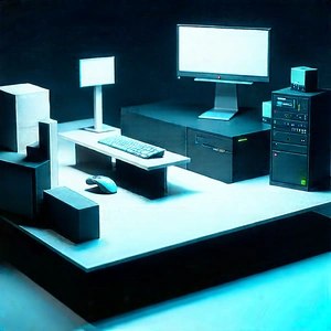Entertainment Technology In Tech Office With Computer Desk