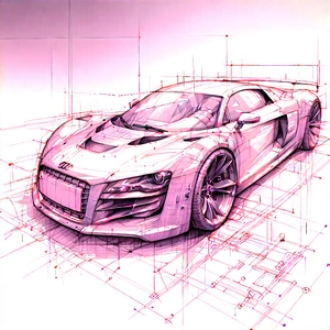 Automotive Technology In Modern Laboratory With Computer-generated Drawing