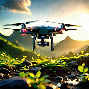 Drone With Digital Artwork With Drone Flying