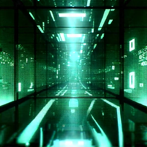 Financial Technology In Research Center With Green White
