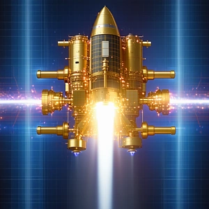 A Rocket Ship Is Shown In A Close-up View, With Its Engine And Exhaust Visible