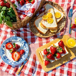 Lifestyle Geometric Design: Summer Picnic During Holiday Season With Picnic Table